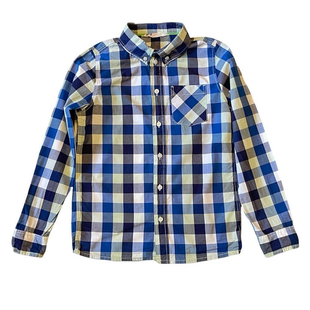H&M Blue and Green checked button-down long-sleeve shirt. Size Small